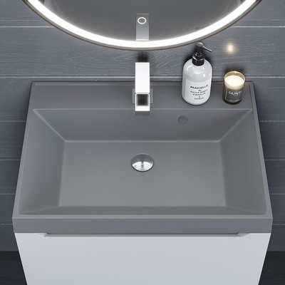 Раковина Uperwood Classic Quartz 60 см, кварцевая, серая матовая, бетон