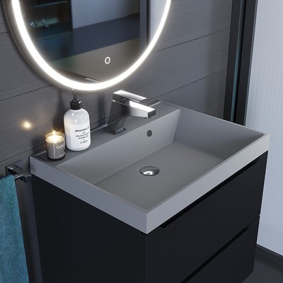 Раковина Uperwood Classic Quartz 60 см, кварцевая, серая матовая, бетон