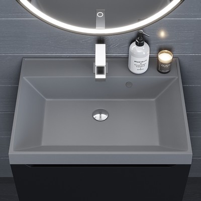 Раковина Uperwood Classic Quartz 60 см, кварцевая, серая матовая, бетон