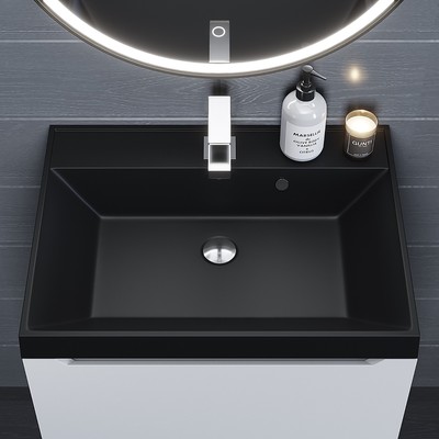 Раковина Uperwood Classic Quartz 60 см, кварцевая, черная матовая, уголь