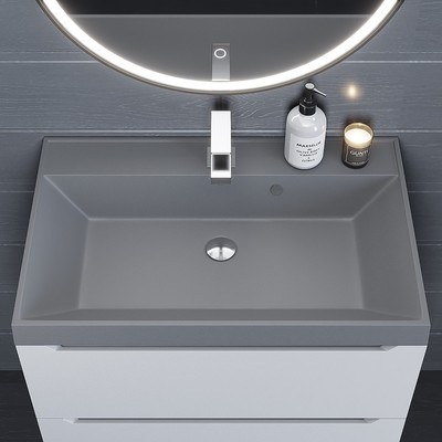 Раковина Uperwood Classic Quartz 70 см, кварцевая, серая матовая, бетон