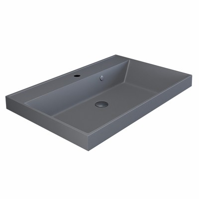 Раковина Uperwood Classic Quartz 70 см, кварцевая, серая матовая, бетон