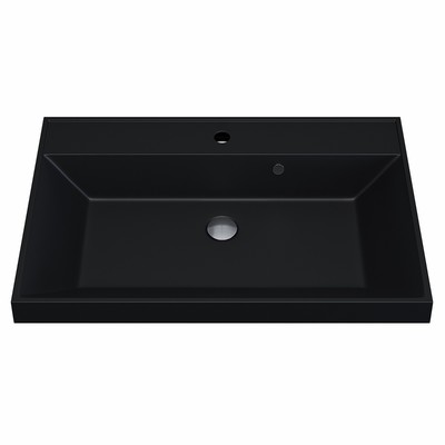 Раковина Uperwood Classic Quartz 70 см, кварцевая, черная матовая, уголь