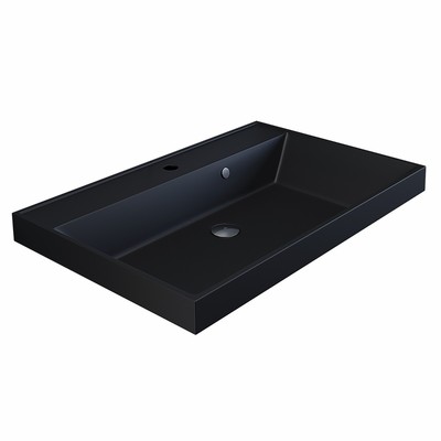 Раковина Uperwood Classic Quartz 70 см, кварцевая, черная матовая, уголь