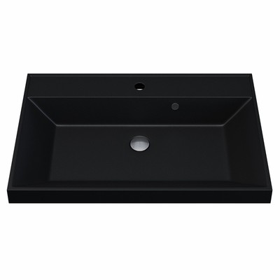 Раковина Uperwood Classic Quartz 70 см, кварцевая, черная матовая, космос