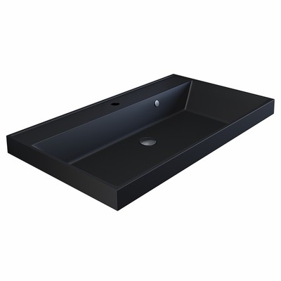 Раковина Uperwood Classic Quartz 80 см, кварцевая, черная матовая, уголь