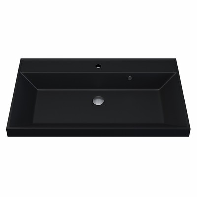 Раковина Uperwood Classic Quartz 80 см, кварцевая, черная матовая, уголь