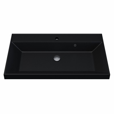 Раковина Uperwood Classic Quartz 80 см, кварцевая, черная матовая, космос