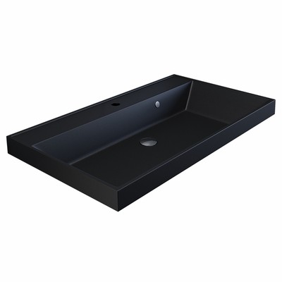 Раковина Uperwood Classic Quartz 80 см, кварцевая, черная матовая, космос