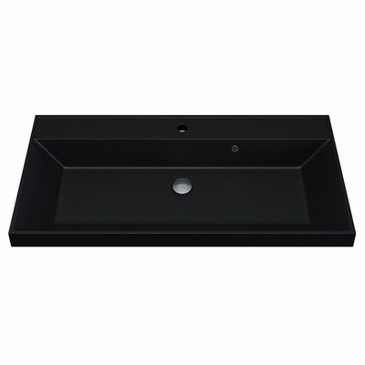 Раковина Uperwood Classic Quartz 90 см, кварцевая, черная матовая, космос