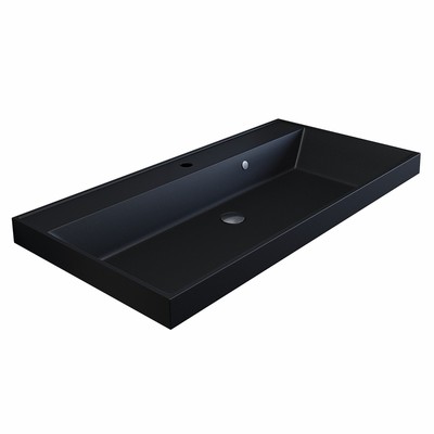 Раковина Uperwood Classic Quartz 90 см, кварцевая, черная матовая, космос