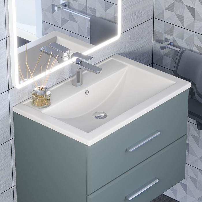 Раковина Uperwood Foster Quartz 70 см, кварцевая, белая матовая, жасмин - Фото 1