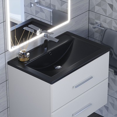Раковина Uperwood Foster Quartz 70 см, кварцевая, черная матовая, уголь
