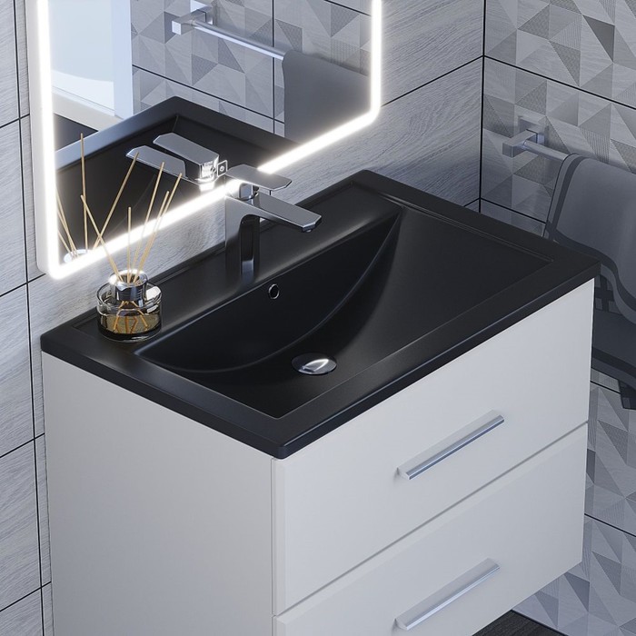 Раковина Uperwood Foster Quartz 70 см, кварцевая, черная матовая, уголь - Фото 1