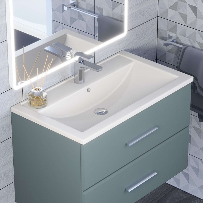 Раковина Uperwood Foster Quartz 80 см, кварцевая, белая матовая, жасмин - Фото 1