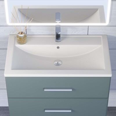 Раковина Uperwood Foster Quartz 80 см, кварцевая, белая матовая, жасмин