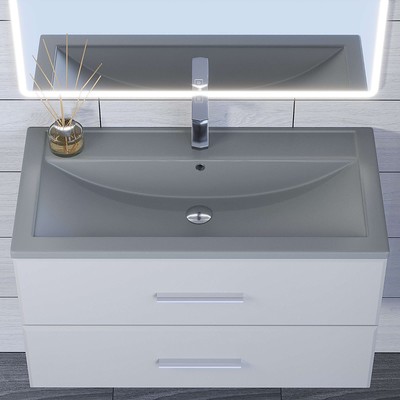 Раковина Uperwood Foster Quartz 80 см, кварцевая, серая матовая, бетон
