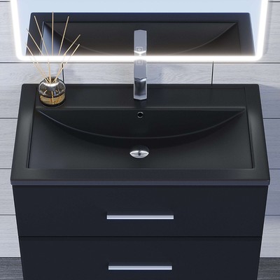 Раковина Uperwood Foster Quartz 80 см, кварцевая, черная матовая, космос