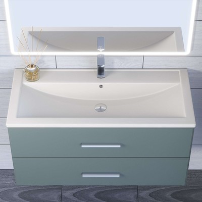 Раковина Uperwood Foster Quartz 100 см, кварцевая, белая матовая, жасмин