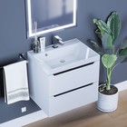 Тумба под раковину Uperwood Tanos, 60 см, подвесная, белая/графит - Фото 2