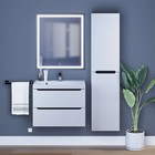 Тумба под раковину Uperwood Tanos, 70 см, подвесная, белая/графит - Фото 5