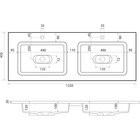 Раковина полувстраиваемая двойная Uperwood Modul 120 см, прямоугольная - фото 12930184