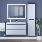 Тумба под раковину Uperwood Tanos, 100 см, подвесная, белая/графит - Фото 6