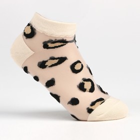 Носки женские стеклянные, цвет бежевый/леопард, размер 36-40