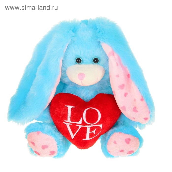 Мягкая игрушка "Зайка с сердцем LOVE", длинные ушки, цвета МИКС - Фото 1