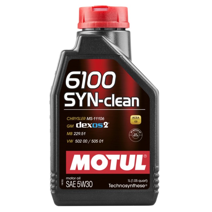 Масло моторное Motul 6100 SYN-Clean 5w-30, синтетическое, 1 л - Фото 1