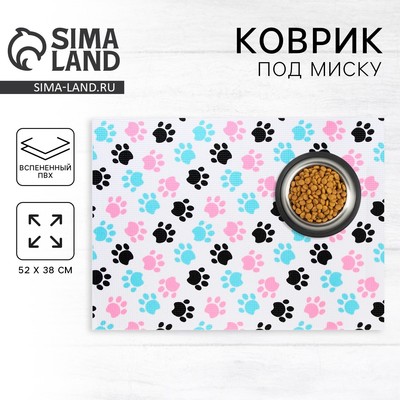 Коврик под миску «Лапки темные», 52×38×0.3 см