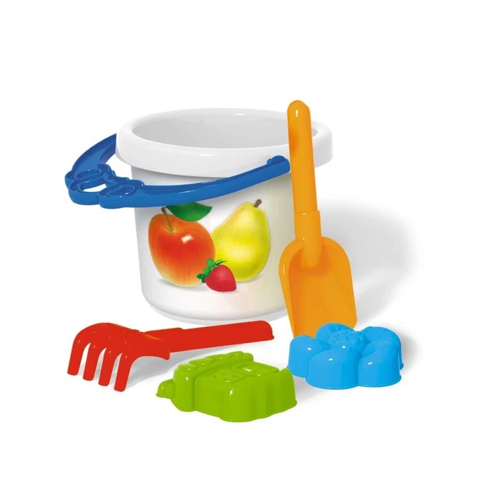 Набор для игры в песке № 122: ведро 0,8 л, совок 19 см, грабли 19 см, 2 формочки 62607