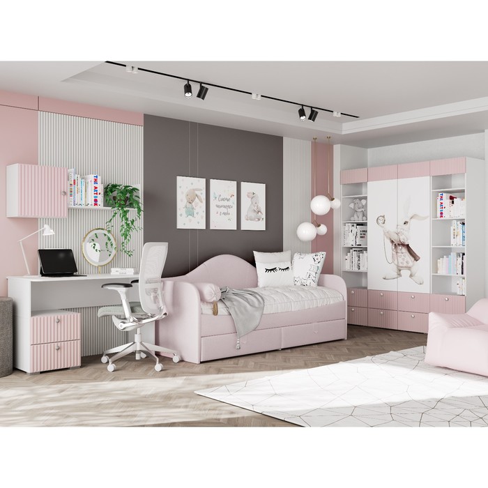 Кровать «Алиса» с 2-мя ящиками в мягкой обивке, 900х2000 мм, цвет розовый - фото 1928165033