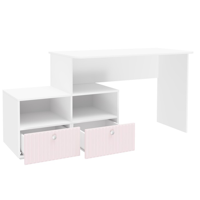 Стол письменный угловой «Алиса», 1200х881х772 мм, с ящиками, цвет белый / розовый - фото 1904800925