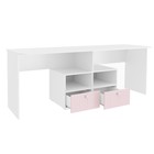 Стол письменный «Алиса», 2113х590х772 мм, с ящиками, цвет белый / розовый - Фото 2