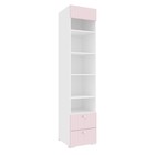 Шкаф «Алиса», комбинированный с ящиками и карнизом, 441х465х2020 мм, цвет белый / розовый - Фото 1