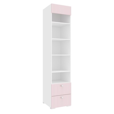 Шкаф «Алиса», комбинированный с ящиками и карнизом, 441х465х2020 мм, цвет белый / розовый