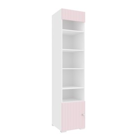 Шкаф «Алиса», комбинированный с 1-ой дверью и карнизом, 441х465х2020 мм, белый / розовый