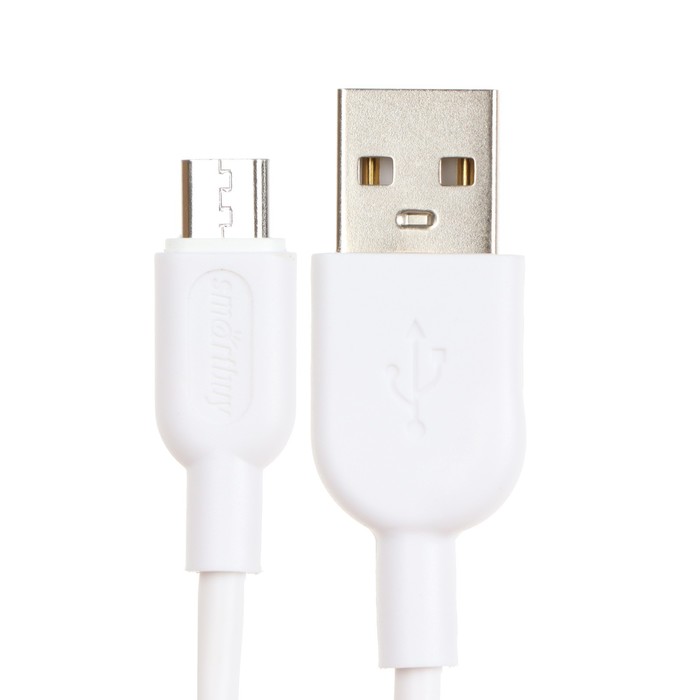 Кабель Smartbuy S01, microUSB - USB, 2.4 А, 1 м, зарядка + передача данных, белый - фото 51462497