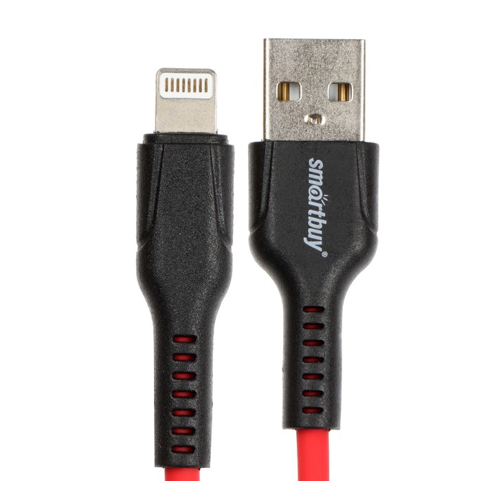 Кабель Smartbuy S21, Lightning - USB, 2.4 А, 1 м, зарядка + передача данных, красный - фото 51462521