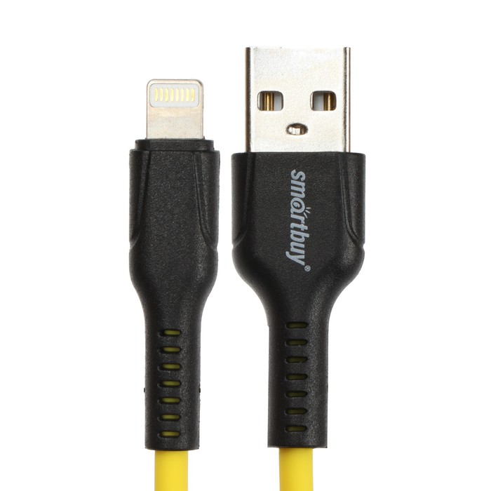 Кабель Smartbuy S21, Lightning - USB, 2.4 А, 1 м, зарядка + передача данных, желтый - фото 51462527