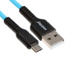 Кабель Smartbuy S21, microUSB - USB, 2.4 А, 1 м, зарядка + передача данных, синий - фото 319432032