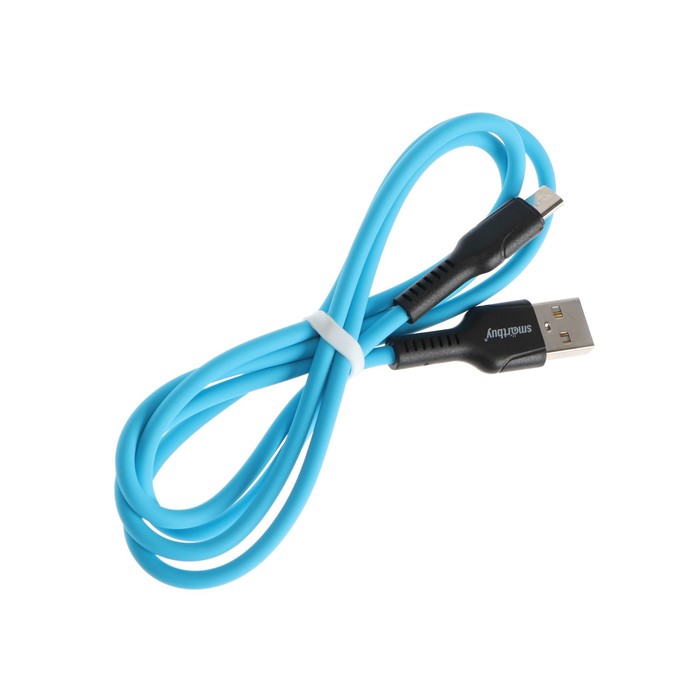 Кабель Smartbuy S21, microUSB - USB, 2.4 А, 1 м, зарядка + передача данных, синий - фото 51462540