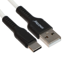 Кабель Smartbuy S21, Type-C - USB, 3 А, 1 м, зарядка + передача данных, белый