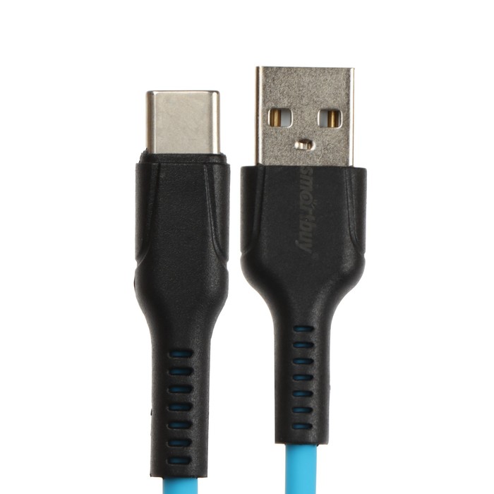 Кабель Smartbuy S21, Type-C - USB, 3 А, 1 м, зарядка + передача данных, синий - фото 51462557