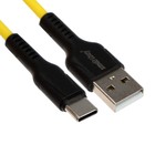 Кабель Smartbuy S21, Type-C - USB, 3 А, 1 м, зарядка + передача данных, желтый - фото 10451235