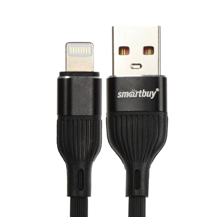 Кабель Smartbuy S72, Lightning - USB, 2.4 А, 1 м, зарядка + передача данных, черный - фото 51462569