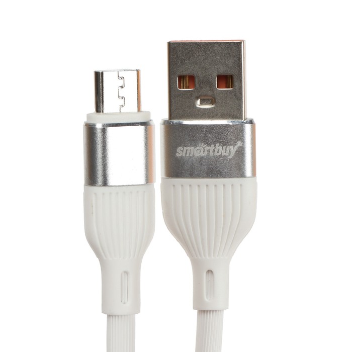 Кабель Smartbuy S72, microUSB - USB, 2.4 А, 1 м, зарядка + передача данных, белый - фото 51462587