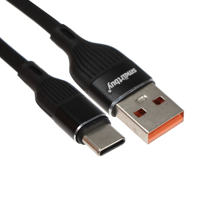 Кабель Smartbuy S72, Type-C - USB, 3 А, 1 м, зарядка + передача данных, черный - Фото 1