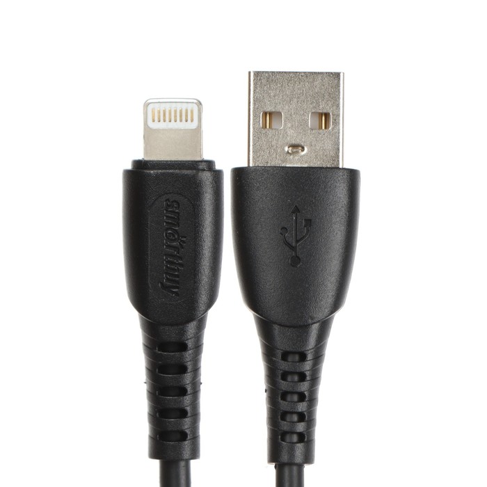 Кабель Smartbuy S40, Lightning - USB, 2.4 А, 1 м, зарядка + передача данных, черный - фото 51462605